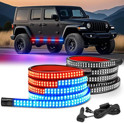 Nilight 2PCS 70 Inch Emergency Strobe Lights Strip 1125 LED Running Board Marker Light Red Blue Flexible Side Flashing Warning Caution Safety Waterproof for Truck Construction Vehicles Pickup