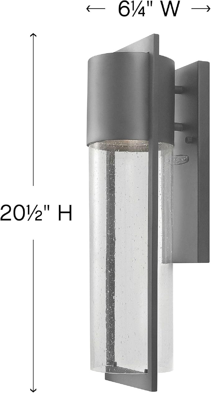 Hinkley Shelter Medium Outdoor Wall Mount Lantern, Minimalist Style, Dark Sky-Compliant, Solid Aluminum/Clear Seedy Glass, Hematite