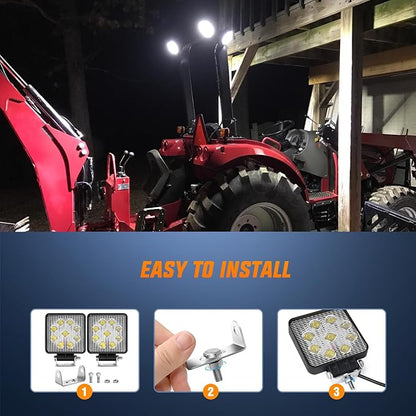 Nilight 2PCS 27W Spot Led Off Road Lights Super Bright Driving Fog Light Boat Lights Driving Lights Led Work Light s for Truck ATV SUV Boat