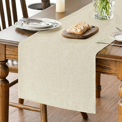 Artoid Mode Beige Table Runner, Seasonal Summer Fall Washable Kitchen Dining Table Decoration for Home Party Decor 13x108 Inch