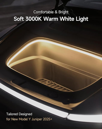 TPARTS Frunk LED Light Strip for Tesla Model Y Juniper 2025, Flexible Silicone Waterproof Interior Lighting Bar,Tool-Free Installation Tesla Front Trunk Accessories Intelligent Ambient Lights