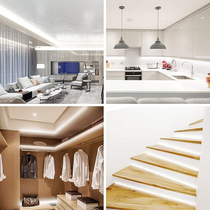 VOLIVO White LED Strip, 32.8ft Dimmable LED Strip 6500K Bright Daylight White, Strong Adhesive, Flexible Tape Light for Mirror, Kitchen Cabinets, Bedroom