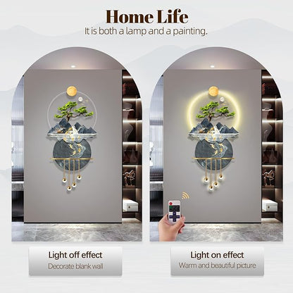 LED Light Decor Wall Art, 3D Art Wall Decor with Light, Decors Walls Sculptures Large 3D Art, Decors Walls Sculptures Lighting Modern, Plug-in Power Supply, Blue D, 23x47in