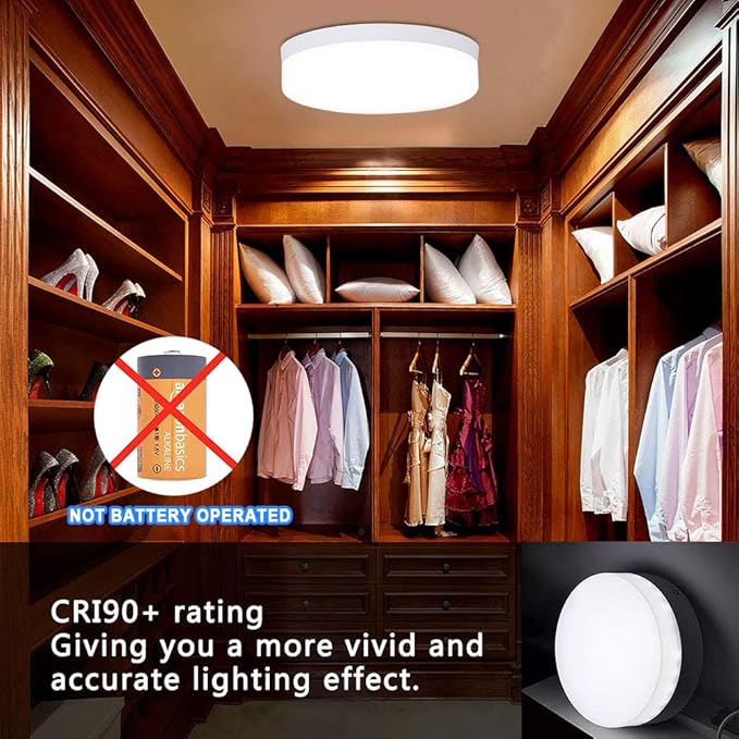 DLLT 18W Flush Mount LED Ceiling Light, 7.09 Inch 6000K Round Surface Mounted Lighting Fixture, 160W Equivalent White Ceiling Lamp for Kids Room/Closet/Bedroom/Dining Room/Bathroom, Non-Dimmable