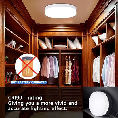 DLLT 18W Flush Mount LED Ceiling Light, 7.09 Inch 6000K Round Surface Mounted Lighting Fixture, 160W Equivalent White Ceiling Lamp for Kids Room/Closet/Bedroom/Dining Room/Bathroom, Non-Dimmable