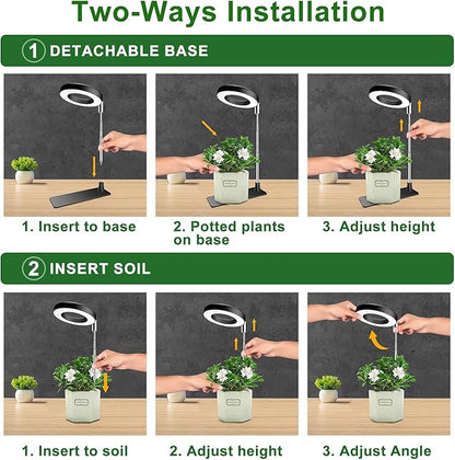 Aokrean Grow Lights for Indoor Plants, Full Spectrum Plant Lights for Indoor Growing, Height Adjustable Halo Grow Light with Base, 3 Optional Spectrums, Auto Timer 3/9/12Hrs, 10 Brightness, 5 Pack