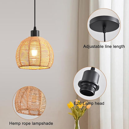 Farmhouse Pendant Light Fixture, Black Pendant Lights for Kitchen Island Industrial Lantern Pendant Light Fixtures with Light Shade, Adjustable Height Hanging Pendant Lighting