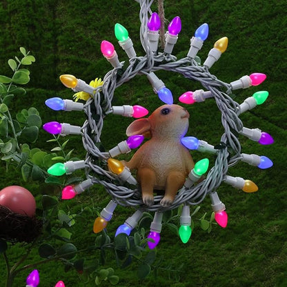 Easter Lights String，Easter Decorations, 2PACK 50Count 13Feet Multi Color Pastel Christmas Lights with White Wire Plug in End to End Connectable for Indoor Outdoor Party Yard Garden Patio Home