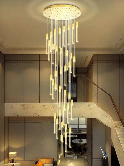 Flashing God 181'' Large Chandeliers for High Ceiling 36-Lights Raindrop Crystal Chandelier Modern Bubble Chandelier Crystal Pendant Light for Living Room Staircaes Foyer Entrance Gold