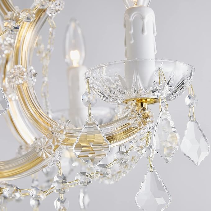 Saint Mossi 5-Lights Maria Theresa K9 Crystal Chandelier Light Fixture,Modern Chandelier Gold Chandelier for Bedroom,Dining Room,Living Room,H19 x W19,Chain Adjustable