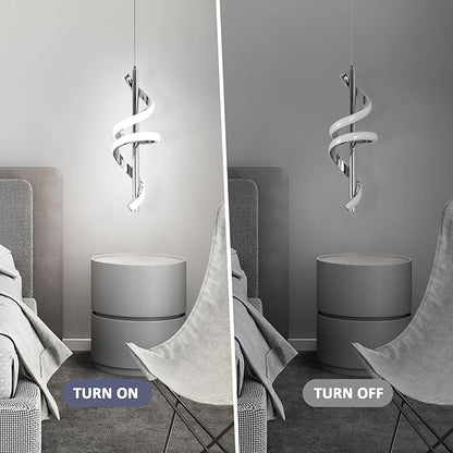 CANEOE Modern Pendant Light Kitchen Island Lighting 6000K Chrome LED Pendant Light Fixtures Over Island Adjustable Height Pendant Lighting for Kitchen Island Dining Room Bedroom Pendant Lamp,1 Pack
