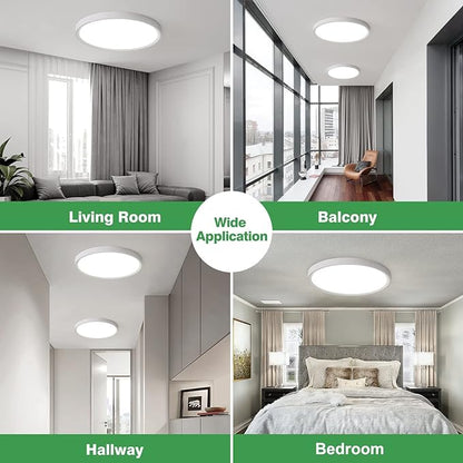 4PK 9 Inch LED Flush Mount Ceiling Light, 18W, 1860LM, 3000K/4000K/6000K CCT Selectable, Round Flat Panel Low Profile Ceiling Light Fitures for Hallway, Kitchen, Bedroom, Laundry Room