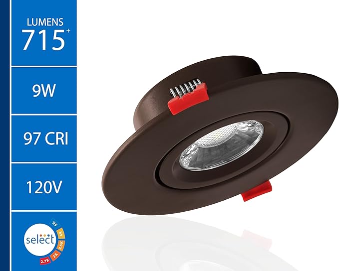 DGC 4-inch Oil-Rubbed Bronze Selectable Canless Adjustable Gimbal LED Recessed Downlight (DGC43120SRDOB)