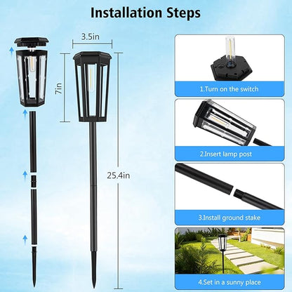 echosari Solar Pathway Lights Outdoor, 8 Pack Solar Powered Garden Lights Waterproof IP65, Auto On/Off, Solar Driveway Landscape Lights for Yard Path Landscape Walkway Lawn (Cool White)
