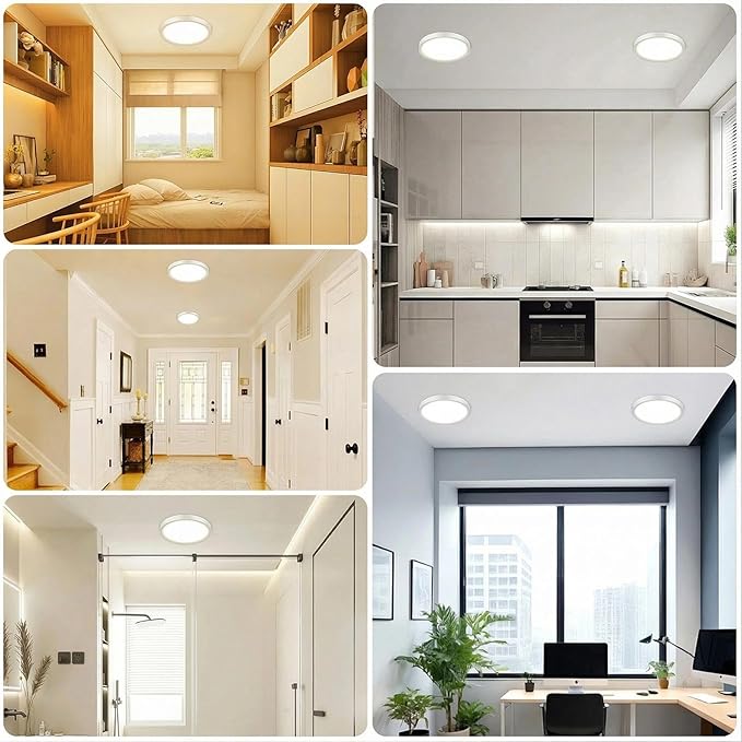 libtit 2Pack 15inch LED Flush Mount Ceiling Light, Dimmable & 5Color Temperatures (3000K-6500K), 30W Round Slim White Light Fixture for Bedroom Livingroom Garage Kitchen