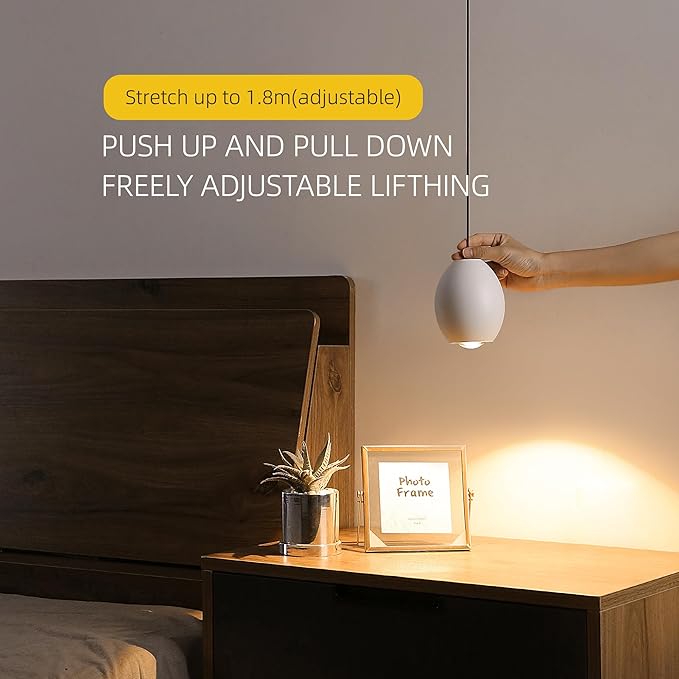 Aisilan Modern Dimmable Pendant Light, 7W LED Adjustable Hanging Light for Kitchen Island, Bedroom, Dining Room, Bar, 3000K, CRI 97+, Matte White, Triac Dimmable with Pulley Lifting System