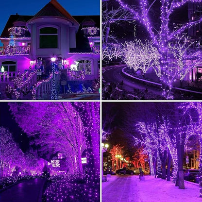 FULLBELL Christmas Lights Black Fairy Lights 33 feet 100 LED String Lights, Memory Controller and Extendable Christmas Decorations for Wedding, Indoor Outdoor - Purple