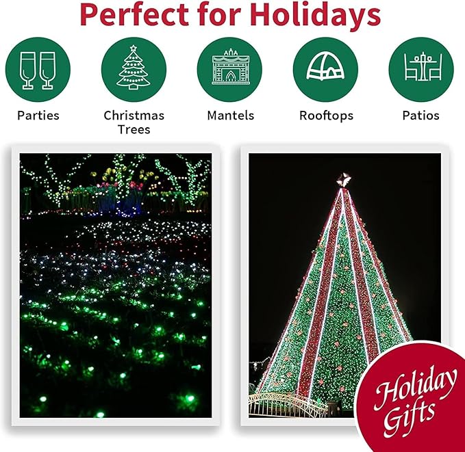 LAMPHOME 66ft St Patrick's Day Decorations String Lights,200 LED Green Wire Fairy Starry String Lights Plug in, 16Lighting Modes, for Indoor Outdoor Xmas Tree Wedding Party Decoration (Green)