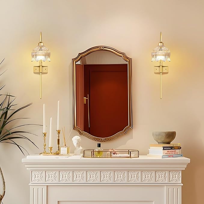 Vintage Battery Operated Wall Sconce with Flower Glass lampshade,Dimmable Battery Operated Wall Sconces Set Of Two,Rechargeable Battery Wall Lights lamp with13 Colors for Bedroom Living Room Hallway