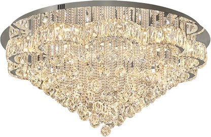 Flashing God W40inches Modern Chandeliers for Living Room LED Crystal Chandelier Light Fixtures Flush Mount Chandeliers Ceiling Chandelier for Bedroom Foyer Hallway Dining Room