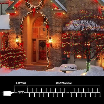 LAMPHOME Red and Green Christmas String Lights, 500 LED 99 FT Connectable Waterproof String Lights Green Wire with16 Modes, Xmas Vintage Decorations for Indoor Outdoor Party Yard Garden Decor