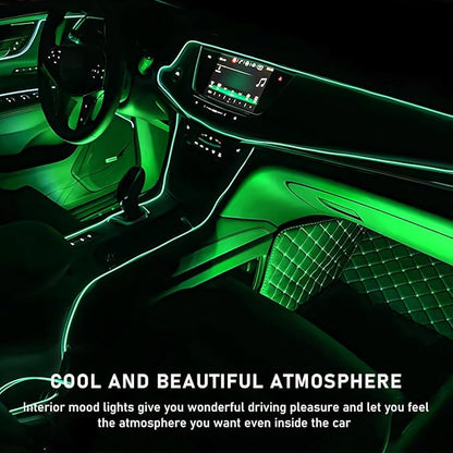 Ohleats Car LED Strip Light, 24 LED RGB Auto Interior Atmosphere Lights, USB Vehicle Under Dash Ambient Night Light Strip, Interior Decorative Lamp Lighting Kit Car Accessories (Green)