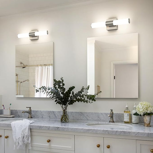 Brushed Nickel Vanity Light for Bathroom Lights Fixtures Over Mirror 5CCT Dimmable Vanity Light Bar 15.74-Inch 12W Bathroom Lighting Fixtures for Mirror