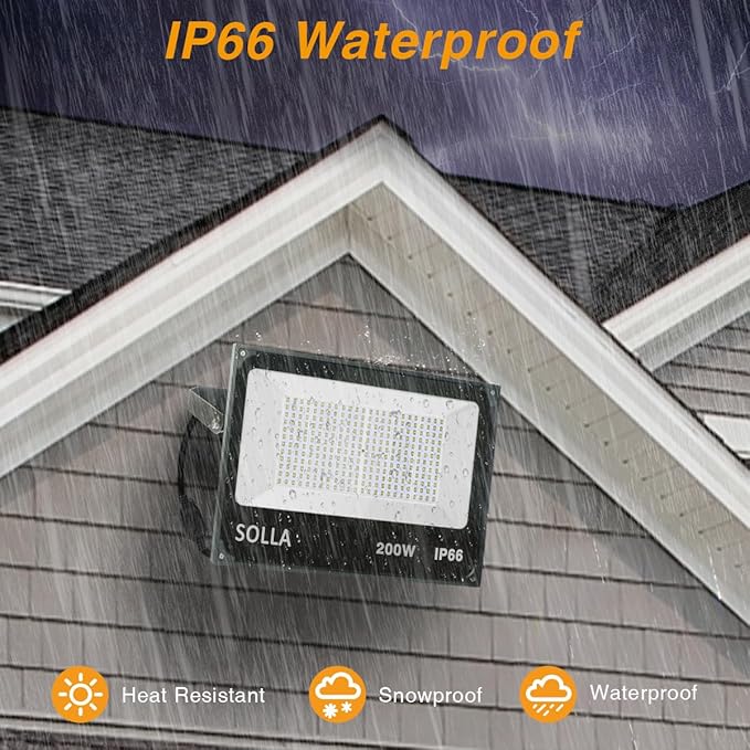 2 Pack 200W Led Flood Light, 20000lm 6000K Daylight White Outdoor Flood Lighting, Indoor Flood Light Fixture Landscape Security Floodlight Spotlight for Yard, Garden, Garage, Rooftop