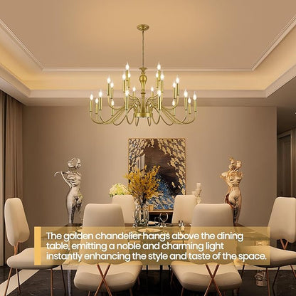 24 Light Gold Chandelier Large Farmhouse Chandeliers for High Ceiling Foyer, Extra Large Round Rustic Gold Chandelier 3-Tier for Living Room Dining Room Stairs Entry Restaurant Hotel -42.5 in