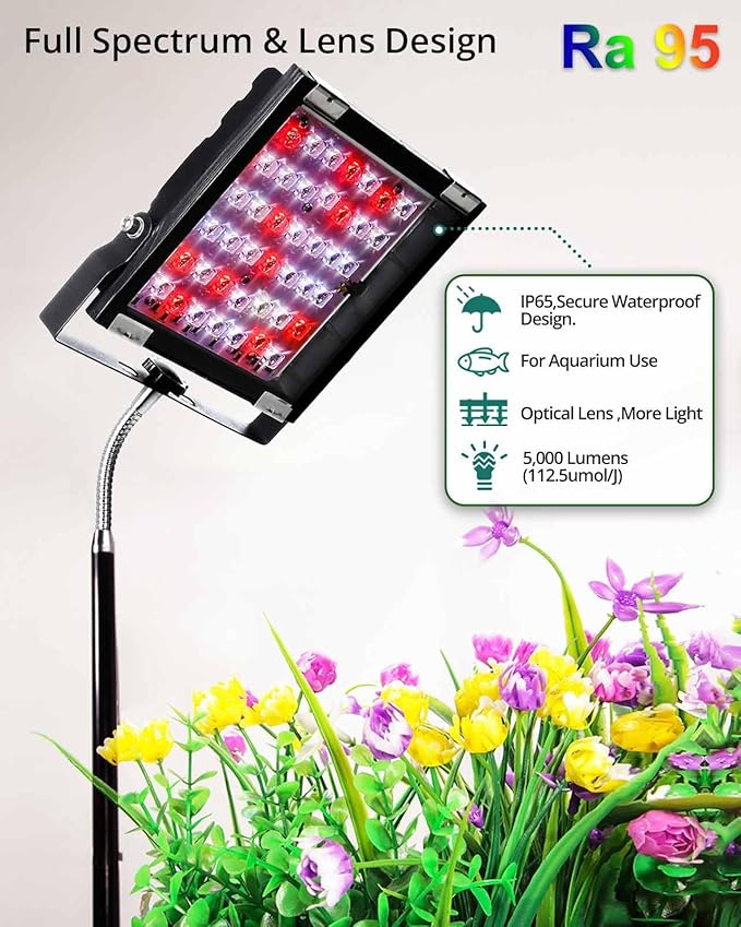 Grow Lights for Indoor Plants, Full Spectrum Tall Plant Light, Dimmable, Adjustable Tripod Standing Grow Lamp Floor Refugium Lamp for Aquarium, 45W 66in, 6/12/16h