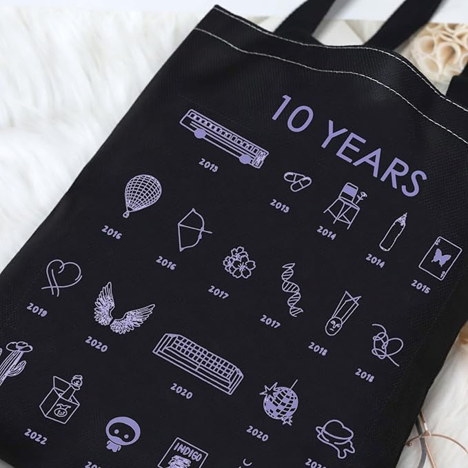 G2TUP Korean Group 10th Anniversary Tote Bag Music Lover Gift Singer Music Shopping Bag For Fans Korean Group Merch