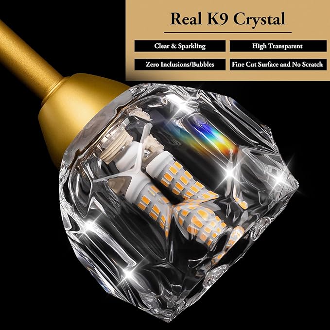 9-Light Sputnik Chandeliers, Gold Dining Room Light Fixture Over Table, Modern Crystal Chandelier, Brass Farmhouse Ceiling Light Fixture Hanging for Kitchen Island Living Room Bedroom Hallway