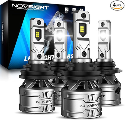 NOVSIGHT 9005 H11 Fog Bulbs - 600% Super Bright HB3 H9/H8 Fog Bulbs Combo with Cooling Fan, 3-Min Quick Installation, 6500K, Pack of 4