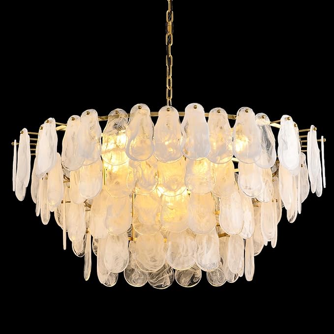 Modern Large Crystal Glass Chandelier, 39.76" Gold Luxury Hanging Pendant Light Fixture,16-Light Round Cloud Ceiling Chandeliers Lighting for Dining Room Living Room Bedroom Foyer Stairway, E12