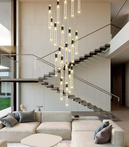 157inch 20-Lights Modern Chandeliers for Living Room LED Dimmbale Light Fixture Entryway High Ceiling Light Pendants Lighting for Dining Room Hallway Staircase with Remote Dimming Chandelier