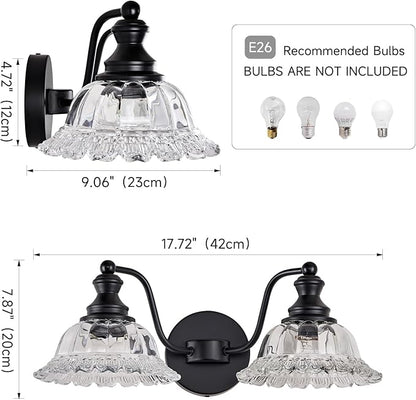 XIEDUN Farmhouse Bathroom Light Fixtures Black Vanity Lights for Bathroom 2 Light Vanity Light Fixtures
