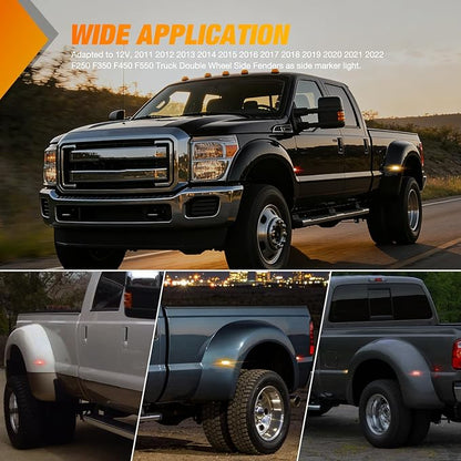 Nilight Wheel Fender Side Marker Lights 4 PCS 3 LED Red Amber Front Rear Fender Clearance Light Smoked Lens Plug And Play Compatible With 2011-2022 F250 F350 F450 F550 Super Duty