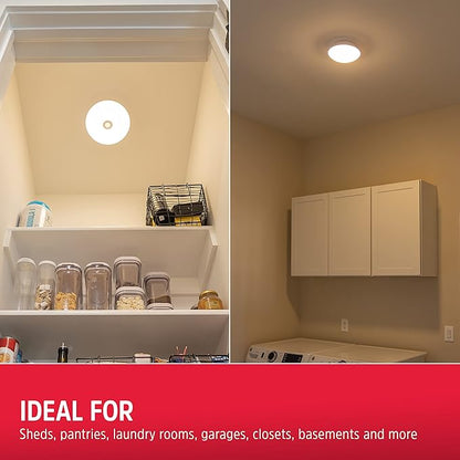 Energizer Motion-Activated LED Ceiling Light, Battery Operated, 300 Lumens, No Wiring Needed, 15ft. Motion Sensing, Great for Laundry Room, Garage, Closets, and More, 39677