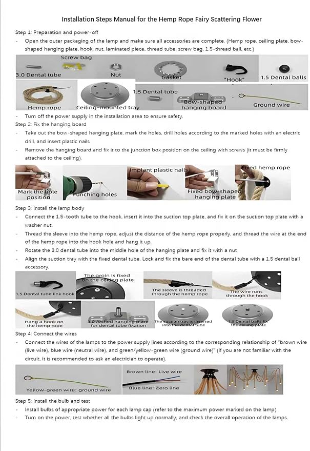 12 Head 2M Vintage Hemp Rope Light E26/E27 Base, Pendant Ceiling Light Lamp,Retro Style for Dining Hall Restaurant Bar Lighting(Bulb not Included)