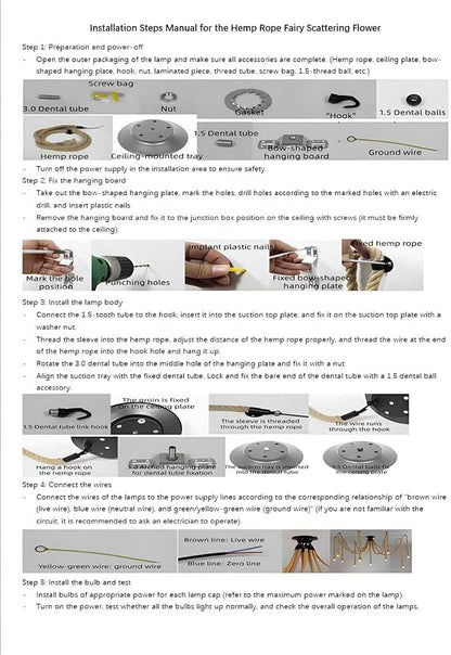 12 Head 2M Vintage Hemp Rope Light E26/E27 Base, Pendant Ceiling Light Lamp,Retro Style for Dining Hall Restaurant Bar Lighting(Bulb not Included)