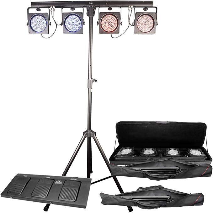 CHAUVET DJ – 4Bar ILS LED Wash Light System | 15-Channel DMX-512 RGB Control, 4 Adjustable PAR Heads | Tripod Stand, Wireless Foot Switch & Carry Bags Included | D-Fi USB Compatible