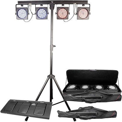 CHAUVET DJ – 4Bar ILS LED Wash Light System | 15-Channel DMX-512 RGB Control, 4 Adjustable PAR Heads | Tripod Stand, Wireless Foot Switch & Carry Bags Included | D-Fi USB Compatible