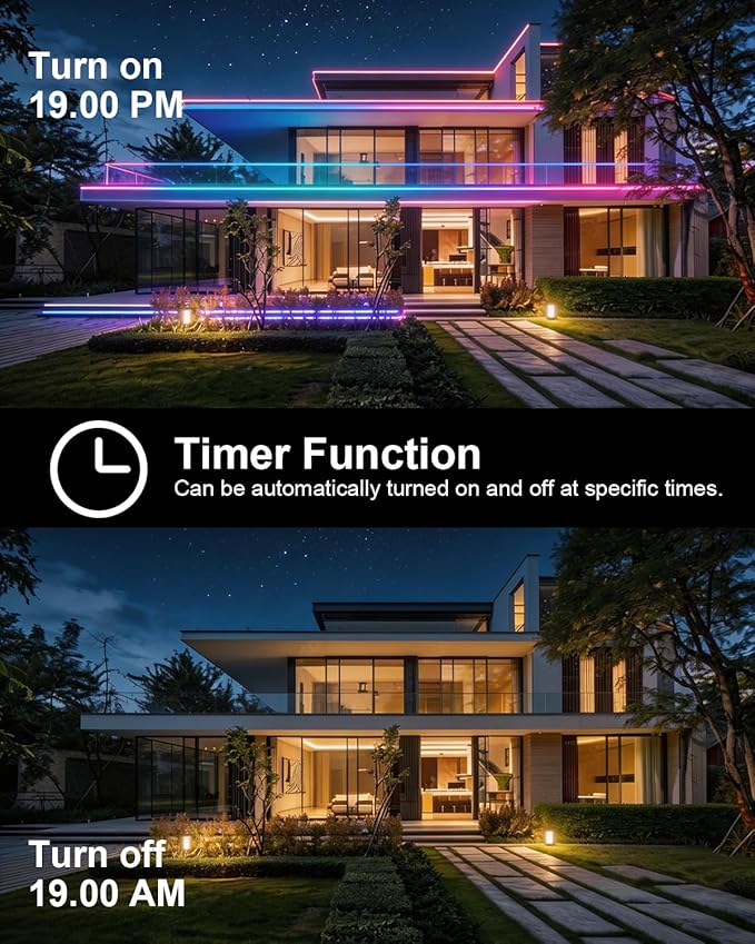 80ft/24m COB LED Strip Lights Outdoor, Smart RGB IC IP67 Waterproof Dimmable Color Changing Tape Light with App Remote Control & Music Sync, for Eave, Patio, Pool & Party Darden Decorations(2 Rolls)