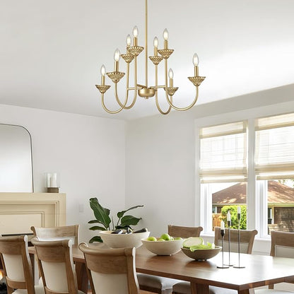 29" French Country Chandelier, 6-Light Farmhouse Pendant Light, Vintage Rustic Candle Lighting Fixture for Dining Room, Bedroom, Kitchen Island, Entryway, Living Room