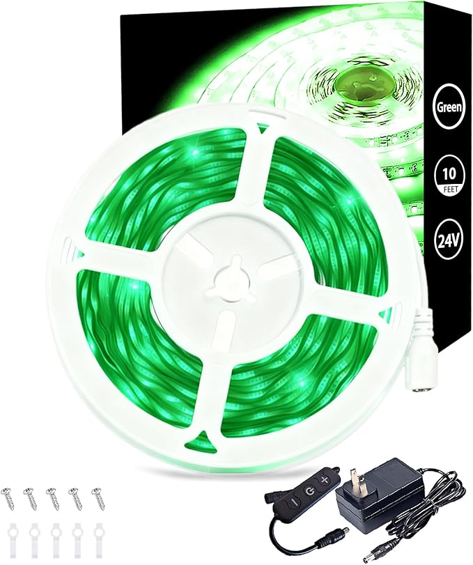 Green 10 Foot Led Lights Strip ST. Patrick's Day Decorations Indoor Rope Lights Easy DIY Cuttable Strip Lights for Room Bathroom Living Room Kitchen Ceiling Wall Vanity Mirror Decor