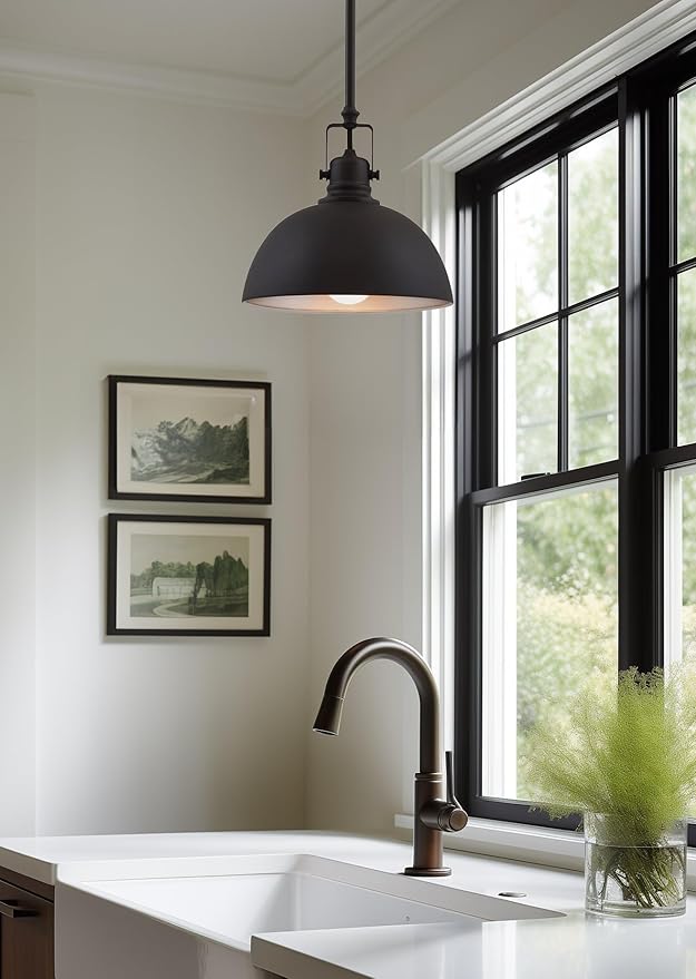 Kira Home Belle 9" Modern Industrial Pendant Light with Dome Shade, Petit Retro Metal Dark Brown Hanging Light, Oil Rubbed Bronze Finish