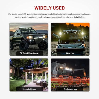 Nilight LED Light Bar Wiring Harness 2 PCS 12 AWG Extension Kit 10 Feet for Off Road Work Lights Driving Fog Boat Lighting