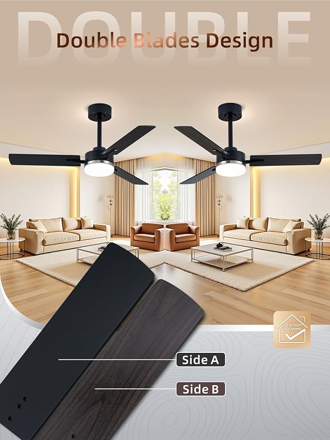 LANMEL Ceiling Fan with Light, Modern Flush Mount Low Profile with Remote Control, Reversible, 3CCT Dimmable, Quiet,LED for Bedroom, Living Room, Indoor/Outdoor Patio Use 42 Inch Silver & Black