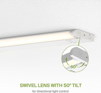 ASD Swivel LED Under Cabinet Lighting Plug in or Hardwired 48 Inch, Dimmable Under Cabinet Lights with High/Low/Off Switch, 3CCT 2700K-4000K, Linkable Under Counter Lights for Kitchen, White, ETL