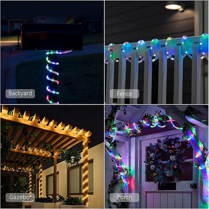 ANJAYLIA 33FT 100 LED Color Changing Rope Lights, 18 Colors Outdoor String Lights with Plug & Remote, Led Rope Lights Outdoor Waterproof, Christmas Lights for Bedroom Deck Halloween Decorations